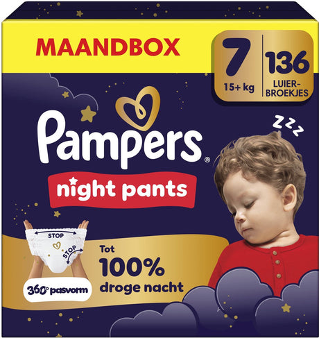 Spodnie nocne Pampers rozm. 7 - 136 pieluchomajtek - 15kg+ - opakowanie miesięczne