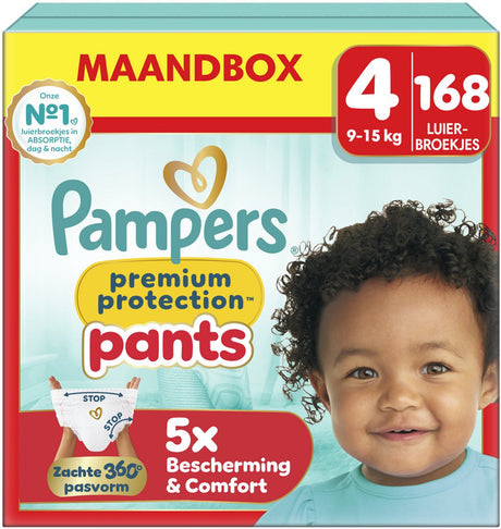 Spodnie ochronne Pampers Premium rozmiar 4, 168 pieluchomajtek, 9kg-15kg