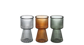 Vaas bruin grijs d.groen 3 assorti - h19xd10cm