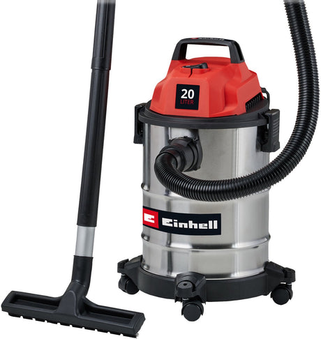 Einhell elektrische nat- droogzuiger tc-vc 2045 s - 900 w - 180 mbar - 20 l - blaasaansluiting - incl. diverse accessoires - kunststofslang 1,5 m - 3-delige kunststof buis - schuimfilter