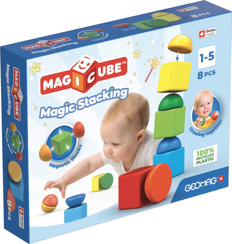 Geomag magicube z recyklingu - magnetyczne klocki konstrukcyjne - 8 sztuk - od 1 roku