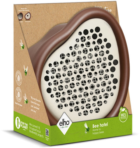 Organiczny hotel dla pszczół Elho 25 cm - hotel dla pszczół - organiczny design - 100% plastiku pochodzącego z recyklingu - dł. 27,4 x szer. 16,8 x wys. 25,4 cm - kasztanowy brąz