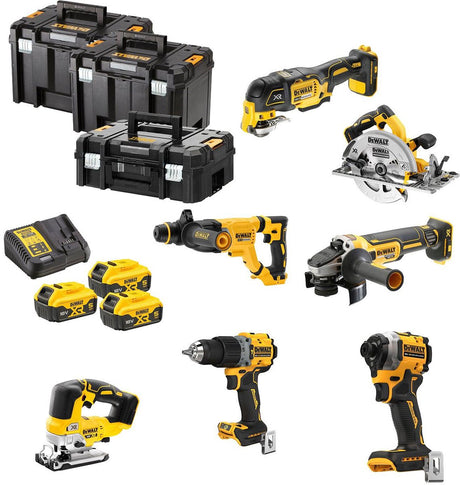 Dewalt dck706p3t | 7-częściowy pakiet combo | xr 18 woltów | 5,0 ah | litowo-jonowy | 3 akumulatory - dck706p3t-qw