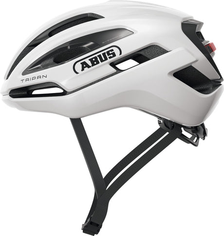 Kask rowerowy Abus taipan led błyszczący biały l - 57-61 cm - biały - odpowiedni do stosowania na rowerach szutrowych - 315 g