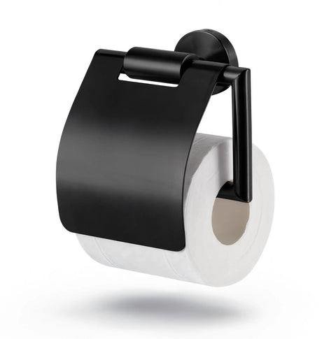 Hush. living hush living - toiletrolhouder met klep - wandmontage - inclusief bevestigingsmateriaal - geborsteld staal - zwart