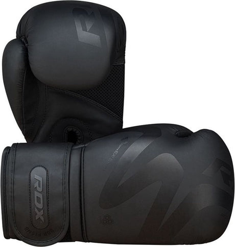 Rdx sports f15 noir - bokshandschoenen - training - kunstleer - zwart - mat - vechtsporthandschoenen - 14 oz