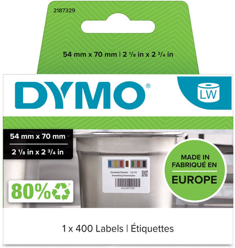 Oryginalne etykiety do maszyn etykietujących Dymo do rotacji zapasów | 54 mm x 70 mm | 400 etykiet samoprzylepnych do rotacji zapasów w kuchniach komercyjnych | wytrzymałe etykiety do drukarek etykiet