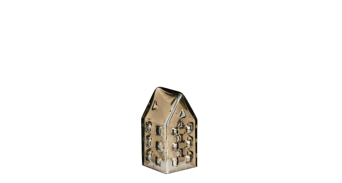 Huis grijs recycled glas - l6,5xb6,5xh11,5cm