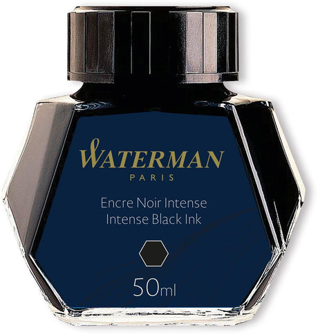 Waterman -atrament do pióra wiecznego | intensywna czerń | Butelka z atramentem o pojemności 50 ml