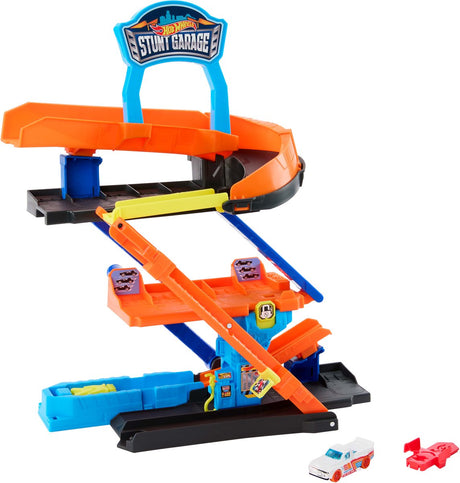Hot Wheels City Transformujący zestaw kaskaderski i metalowy samochód do zabawy