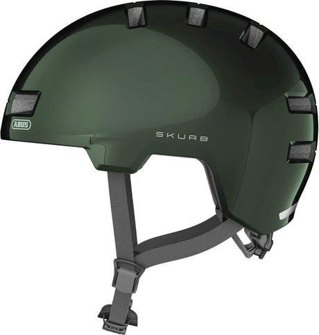 Kask rowerowy Abus skurb moss green l - 58-61 cm - zielony - nadaje się do użytku na rowerach elektrycznych - rowerach miejskich - 340 g