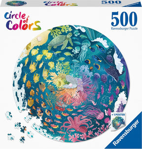 Okrągłe puzzle Ravensburger z kolorami oceanu i łodzi podwodnej - układanka - 500 elementów