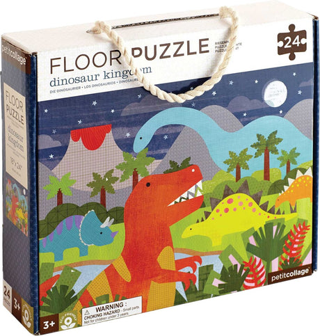 Puzzle podłogowe z dzikim wilkiem i dinozaurami z kolażem Petit 24 elementy - od 3 lat