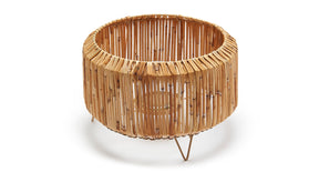 Reed lantern round ø32x21cm natural + glass