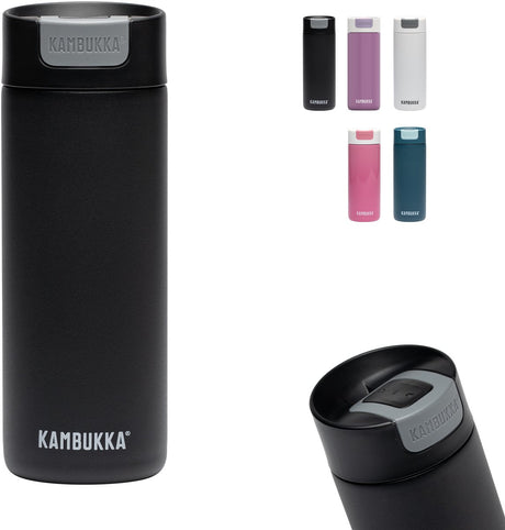 Kubek termiczny Kambukka Olympus 500 ml - łatwy w czyszczeniu - szczelny kubek do kawy - stal nierdzewna - czarny mat