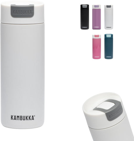 Kubek termiczny Kambukka Olympus 500 ml - filiżanka kawy na wynos - łatwa do czyszczenia - szczelny kubek do kawy ze stali nierdzewnej - filiżanka do herbaty - kubek podróżny - biały