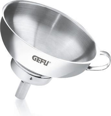 Lejek do konserw Gefu versare - stal nierdzewna - 14 cm - z sitkiem i lejkiem redukcyjnym