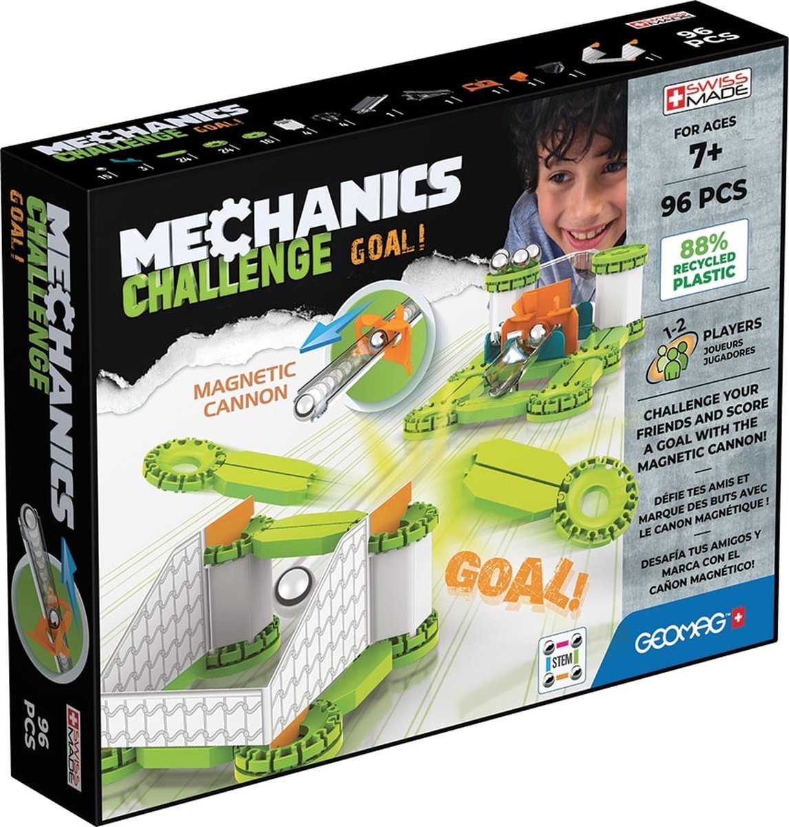 Geomag mechanics recycled challenge goal - magnetisch constructiespeelgoed voetbaldoel - 96-delig - vanaf 7 jaar