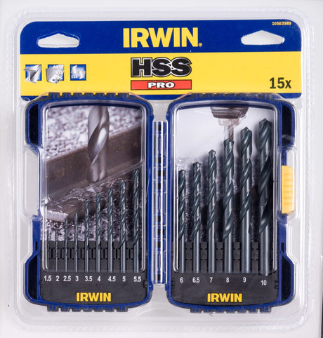 Seria Irwin hss pro - zestaw wierteł do metalu - 1,0-13,0 mm - spełnia normę DIN 338 - duża prędkość wiercenia