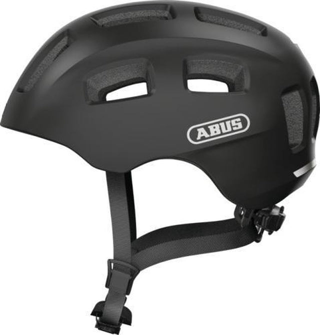 Kask rowerowy Abus youn-i 2.0 - ze światłem dla dzieci, młodzieży i młodych dorosłych - dla dziewcząt i chłopców - czarny matowy, rozmiar m