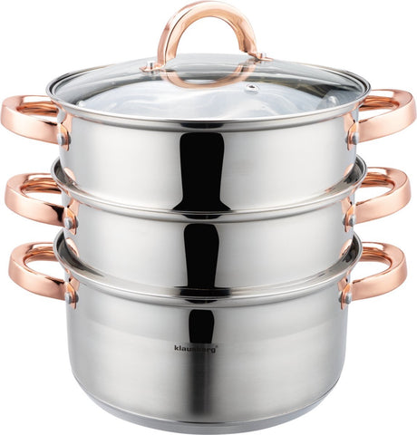 Klausberg 7732 - stoompan - 4 delig - 22 cm - rvs - alle warmtebronnen