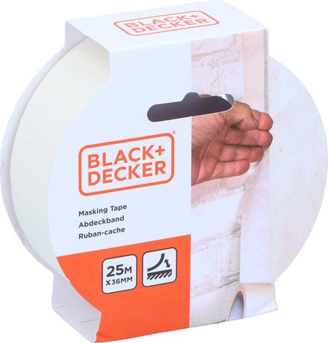 Taśma malarska Black+decker Black Decker - biała - 36mm x 25m - do wewnątrz i na zewnątrz