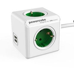 Listwa zasilająca Designnest Allocacoc Powercube biało-zielona
