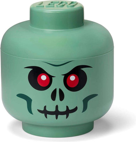 Pudełko do przechowywania Lego, szkielet, głowa, zielone, duże -
