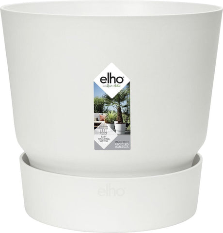Elho greenville rond 14 - bloempot voor buiten met waterreservoir - 100% gerecycled plastic - ø 14 x h 13.4 cm - wit