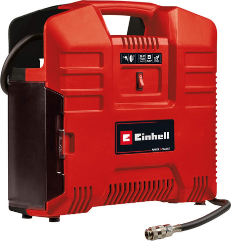 Kompresor akumulatorowy Einhell te-ac 36 8 li lub zestaw solo - power x-change - 36 v li-ion - max. 8 bar - bezolejowy - moc ssania 130 l min - w komplecie. 3-częściowy zestaw adapterów - nie zawiera. akumulator i ładowarka
