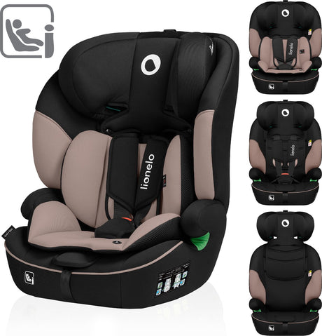 Fotelik samochodowy Lionelo Levi i-size 76-150 cm (9-36 kg) - grupa 1 2 3 - przodem do kierunku jazdy - 5-punktowy pas - regulowany zagłówek - pianka z pamięcią kształtu - dri-seat - ece r129 03