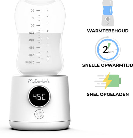 Mybambini's mybambini’s flessenwarmer max™ – draagbare baby flessenwarmer voor onderweg – wit – geschikt voor brede hals flessen van philips avent, pigeon dodie