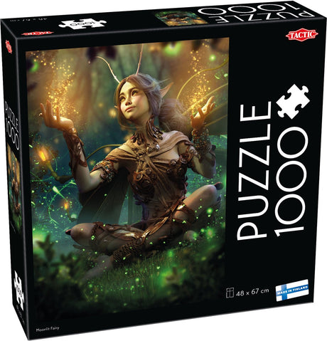 Taktyczna wróżka przy świetle księżyca – puzzle – 1000 elementów – magiczna leśna wróżka nocą – czarująca ilustracja fantasy – wysoka skandynawska jakość