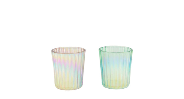 Tealight holder luster glass 5.5x5.5x6cm mixed
