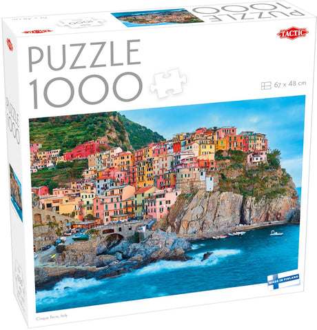 Taktyka Cinque Terre, Włochy – puzzle – 1000 elementów – kolorowe włoskie nadmorskie wioski – puzzle krajobrazu śródziemnomorskiego – wysoka skandynawska jakość