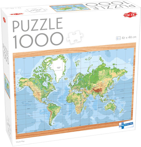 Taktyczna mapa świata – puzzle – 1000 elementów – szczegółowa mapa świata – edukacyjna geografia – wysoka skandynawska jakość