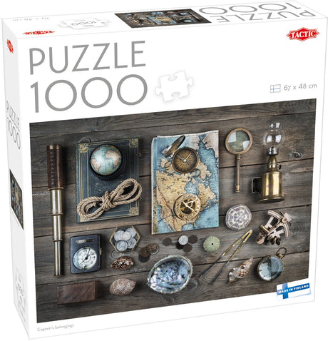 Rzeczy kapitana taktyki - puzzle - 1000 elementów - obiekty odkrycia morskiego - nawigacja i przygoda w stylu vintage - wysoka skandynawska jakość