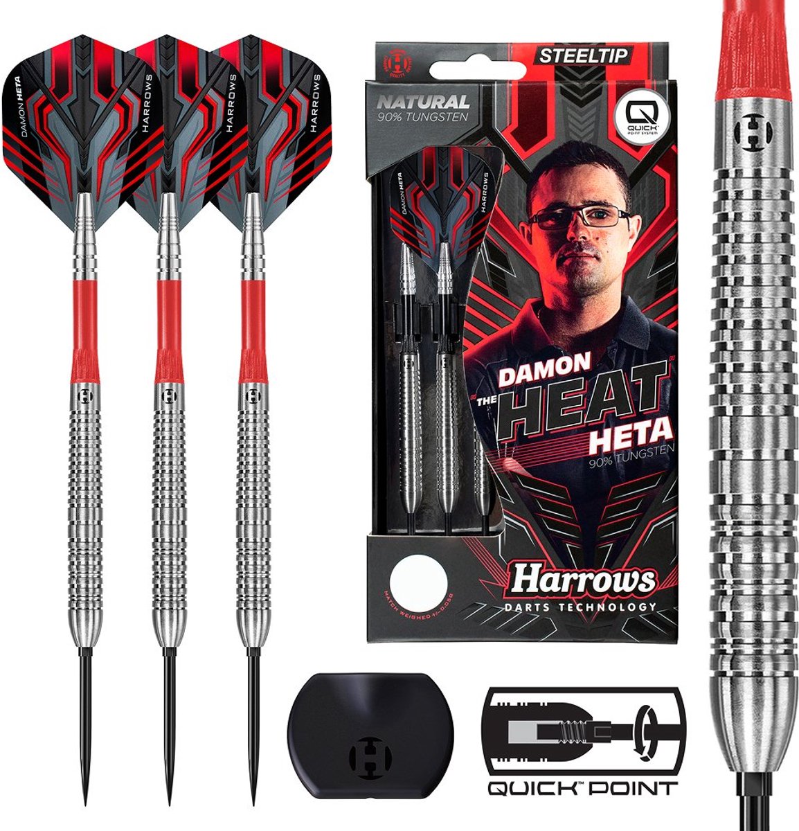 Harrows damon heta natural 90% tungsten 23gr quick point- darts