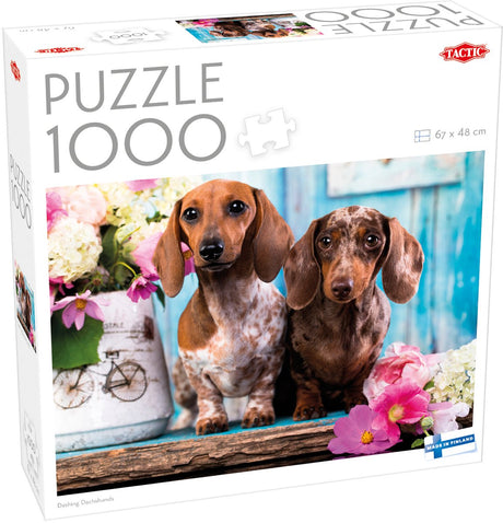 Taktyka dziarskie jamniki – puzzle – 1000 elementów – urocze jamniki – kolorowe fotografie zwierząt – wysoka skandynawska jakość
