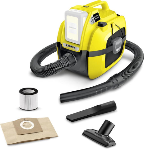 Odkurzacz akumulatorowy Kärcher wd 1 Compact – 18 V – bez baterii akumulator i ładowarka - 7 litrów - filtr kasetowy