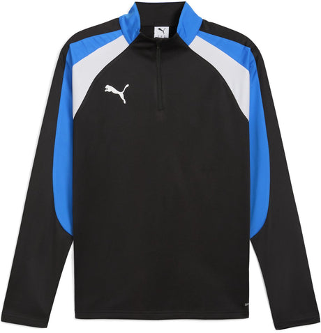 Męska koszulka sportowa Puma Individualliga 1 4 zip top - czarno-biało-ultra niebieska