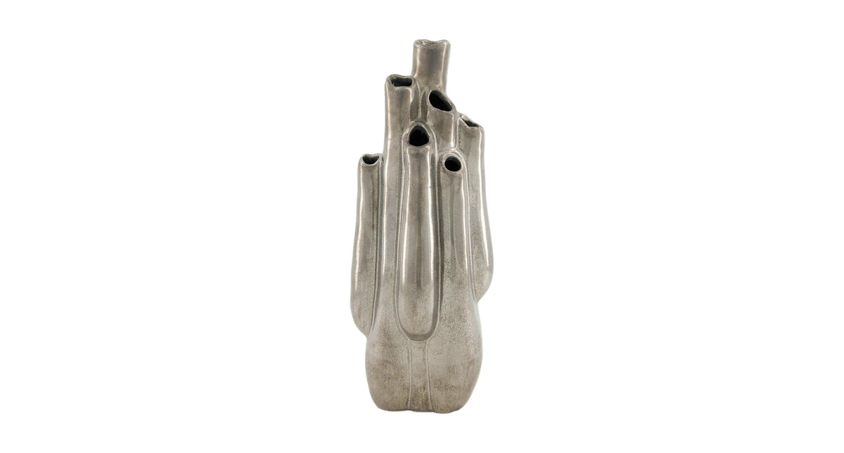 Vase ceramic 16x11.5x42cm silver