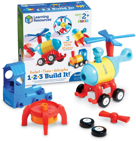 Zasoby edukacyjne 1-2-3 zbuduj to!™ rakieta-pociąg-helikopter - 2+
