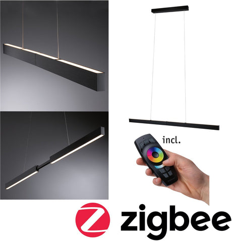 Lampa wisząca LED Paulmann inteligentny dom Zigbee 3.0 aptare 2700k ściemnialna 2x2400lm 2x18w czarna szczotkowana