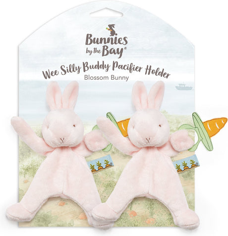 Bunnies by the Bay zestaw 2 przytulanek z uchwytem na smoczek królika - ściereczka do smoczka - zapięcie na rzep do smoczka - różowy - 2 sztuki