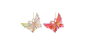 Ornament vlinder rood goud 2 assorti - l14xb1xh11,5cm