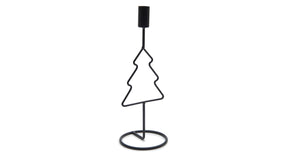 Metal pine tree candle holder 27cm black