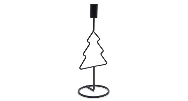 Metal pine tree candle holder 27cm black