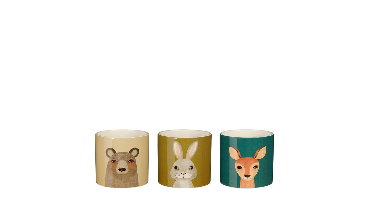 Pot rond taupe groen beige 3 assorti - h10,5xd12cm