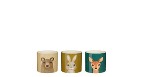 Pot rond taupe groen beige 3 assorti - h10,5xd12cm